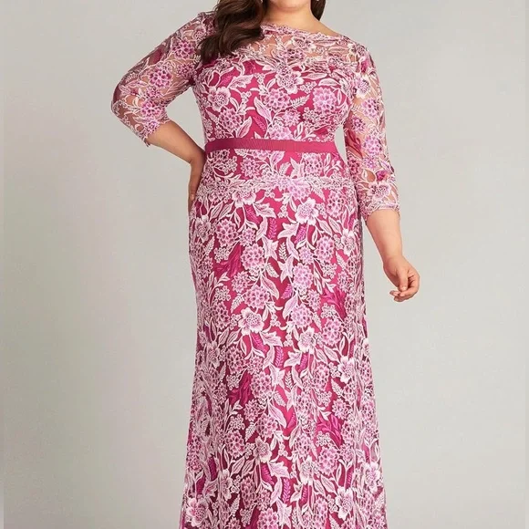 tadashi plus size evening dresses Tadashi Shoji BSJ22037LQ Long Formal Plus Size Metallic Dress – The Dress  Outlet main image 1